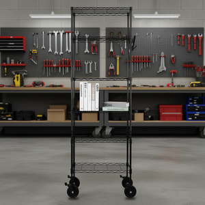 Estante de Almacenamiento de Herramientas de Acero al Carbono Negro con Ruedas y Ensamblaje Reemplazable para Organización de Taller - Product Image 2
