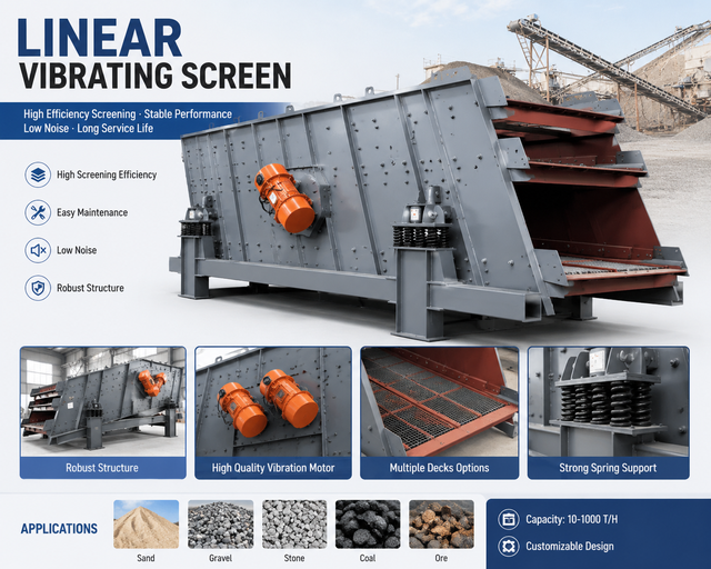 Heavy-Duty Linear Vibrating Screen for Mining & Quarry | 100% Replacement for Global Brands | World 500 Partner Quality