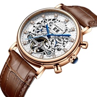 Luxus-Armbanduhr High-End Business Multifunktions-Tourbillon Skelett Automatik Mechanische Herrenuhr Wasserdicht 30M