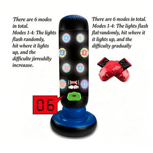 AJB Colonne de boxe gonflable avec éclairage LED, effets sonores, notation et 6 modes, pour l'entraînement des enfants et la réduction du stress - Product Image 6