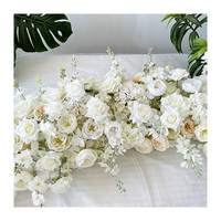 CQ37 Coureur de fleurs en mousse artificielle en soie d'hortensia blanc personnalisé pour décorations de mariage et de la Saint-Valentin