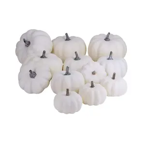 Decoración rústica de halloween, calabaza Artificial blanca de Otoño, para Día de Acción de Gracias