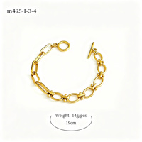 Bracelet chaîne épaisse creuse avec fermoir OT pour femme, en acier inoxydable plaqué or 18 carats, résistant au ternissement, style mode et personnalité