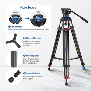 Para <span class=keywords><strong>NEEWER</strong></span> 74 \ "Pro Video Heavy Duty Aluminio Trípode con cabeza fluida 360 ° Pan Tilt para cámara DSLR y videocámara - Product Image 4