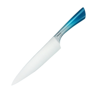 Ensemble de 8 couteaux de cuisine HSK de haute qualité en acier inoxydable carbone, motif papillon bleu, pour la maison et le commerce, avec support