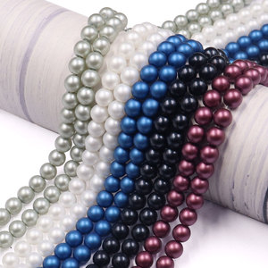 Perles de verre rondes mates de 6 mm, imitation perles de verre avec trous pour la fabrication de bijoux, vente en gros, bricolage - Product Image 1