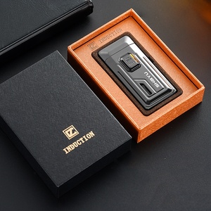 Briquet à gaz butane double flamme coupe-vent à jet rouge et peut prolonger le briquet à flamme douce - Product Image 4