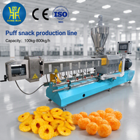 Ligne de production entièrement automatique de maïs soufflé en acier inoxydable, machine extrudeuse de snacks au maïs soufflé de grande capacité