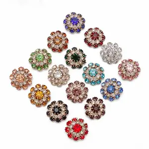 JFFB020 Botones de vástago de diamantes de imitación de cristal de flor colorida de 22mm para abrigos Jeans Accesorios