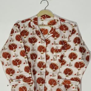 Conjunto de Pijama Floral Estampado a Mano de Alta Calidad - Ropa de Dormir Artesanal de Algodón, Ropa de Verano para Mujer y Regalo de Loungewear - Product Image 6