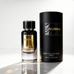 Factory Round Perfume Glass Bottle Empty Pump Sprayer Crimp Clear <b>Black</b> 50ml Perfume Bottle with Cylinder <b>Box</b> - Product Image 4