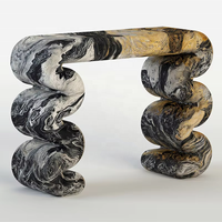 Table console en marbre veiné noir et or Dream Home, pieds torsadés en spirale sculpturale, table d'entrée moderne et luxueuse pour couloir