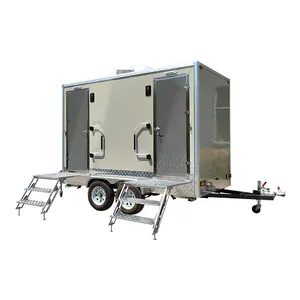 Yituo Outdoor Luxury Portable Mobile Toilet Trailer With 4 Big Wheels Man And Woman Portable Toilet Trailer For Sale