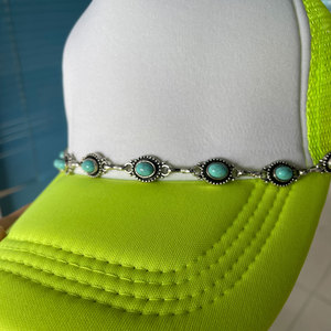 2024 nouveau à la mode amovible Western Turquoise pierre charme camionneur chapeau chaîne bohème Cowboy Turquoise camionneur chapeau chaînes - Product Image 5