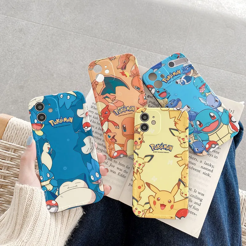 Cell Phone Silicone Lovely Cartoon Poke Charmander Pika Squirtle Wholesale Shockproof Cover for Iphone 7 8 Plus 11 12 Pro Max