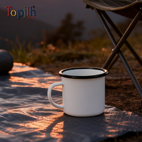 Mug en émail de 12 oz pour sublimation, blanc vierge, pour camping, café, imprimable par transfert thermique, pour impression DIY, vaisselle d'extérieur, vente en gros