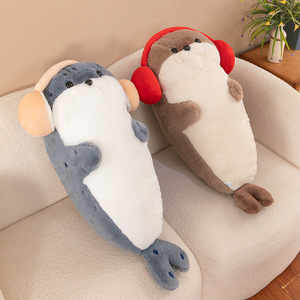 Bambola di foca carina con le cuffie cuscino per bambina che dorme bambola <span class=keywords><strong>Ragdoll</strong></span> cuscino peluche regalo per bambini - Product Image 5