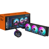 Refroidisseur de processeur AORUS WATERFORCE X II 360 avec roulement à fluide, 3 ventilateurs ARGB de 120 mm, dissipateur thermique en aluminium et cuivre