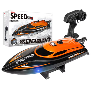 Bateau RC HJ812 2.4G 4CH étanche, bateau de course électrique haute vitesse 25 km/h avec lumière LED, jouets pour enfants pour lacs et piscines en plein air - Product Image 1