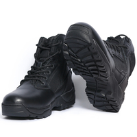 Bottes tactiques en cuir véritable avec fermeture éclair et lacets, antidérapantes, légères, doublure en mesh