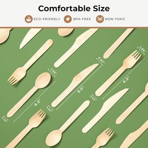 <span class=keywords><strong>Amazon</strong></span> Top <span class=keywords><strong>Seller</strong></span> posate biodegradabili cucchiaio forchetta coltello usa e getta di bambù posate ustensile - Product Image 6
