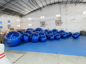 Boules de décoration suspendues bleues pour fêtes et mariages, design tendance, boule miroir <span class=keywords><strong>gonflable</strong></span> réutilisable, grandes boules brillantes - Product Image 2