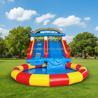 Toboggan aquatique gonflable géant avec piscine, piscine gonflable extérieure, piscine gonflable Drop Stitch, pour fêtes en plein air et sur la plage