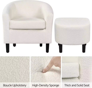 Luxurious Velvet Padded Living Room <strong>Armchair</strong> with Matching <strong>Stool</strong> for Hotel Lobby Lounge <strong>and</strong> Modern Home Bedroom - Product Image 6