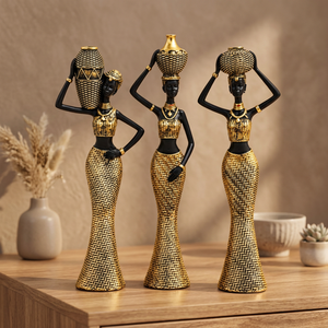 Estatua de Resina de Mujer Africana Retro, Jarrón Decorativo Art Deco para Mesa, Decoración para el Hogar, Sala de Estar, Entrada - Product Image 6