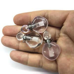 Amethyst alami Sweetie Rose Quartz kristal bening botol parfum Druzy perhiasan indah lucu jimat liontin mode DIY - Product Image 3