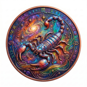 Moneda Conmemorativa de Cobre Fino .999 de 1 oz con Tema Animal <span class=keywords><strong>Escorpio</strong></span>, Relieve Alto, Arte Celestial de Galaxia y Nebulosa, Regalo - Product Image 1
