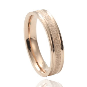 Rose Gold Titanium Steel Frosted <b>Ring</b> Women's Geometric Simple Everyday Wear 23015 - Product Image 1