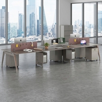 Poste de travail de bureau individuel moderne en bois avec cloison de séparation et bureau informatique, ensemble de mobilier personnalisable