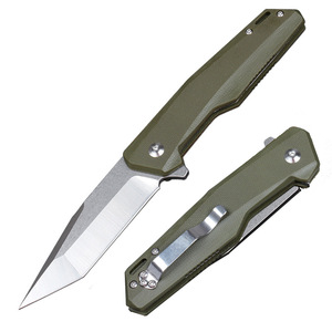 Couteau pliant G10 avec lame D2 en acier Damas à motif, disponible sur Amazon, possibilité d'ajouter un logo - Product Image 1