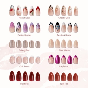 BTArtbox Faux Ongles à Presser en Gel Souple French Manucure avec Colle, Vente en Gros, Forme Amande, Haute Qualité, Luxe, Effet 3D, Kit Complet - Product Image 1