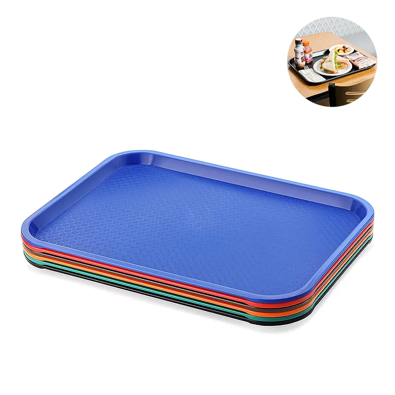 Restaurant Service Black Plastic Beer Fast Food Tray Set Anti Slip Serving Trays