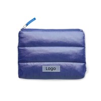 Dompet Koin Wanita Lipat Motif Ikan Puffer Berlapis Quilted, Tahan Air, Logo Custom, Portabel, Berkilau, untuk Perjalanan, Tempat Kosmetik