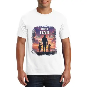 Best Dad Ever Print Cotton T Shirt Happy Father's Day Gift Minimum Order Quantity Tops Summer Holiday Casual Tee Clothing 2024