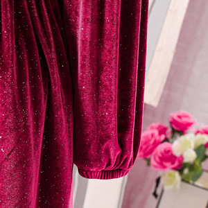 Ingrosso abito da ragazza autunno alla moda a maniche lunghe in velluto dorato con collo a o collo solido con fiocco rosso <span class=keywords><strong>abbigliamento</strong></span> da bambina - Product Image 6