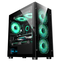 AntarcChill Factory Custom Black ATX Tempered Glass PC Gaming Computer Cases & Full Towers Desktop Cover Pc case Atx Horizontal