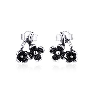 S925 sterling silver <span class=keywords><strong>orecchini</strong></span> della ragazza di fiore nero <span class=keywords><strong>argento</strong></span> della vite prigioniera SCE795 - Product Image 1