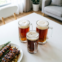 Fournisseur direct d'usine, tasse à bière en verre transparent, verre à boisson assorti pour barbecue, pour importateurs mondiaux, commande en gros
