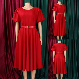 D590 Nouvelle Collection Robes de Carrière pour Femmes – É<span class=keywords><strong>l</strong></span>égantes et Décontractées, Col Rond, Manches Bouffantes, Coupe Trapèze – Idéales pour <span class=keywords><strong>le</strong></span> Bureau et <span class=keywords><strong>l</strong></span>'<span class=keywords><strong>Église</strong></span> - Product Image 3