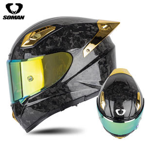 Casque de course intégral en fibre de carbone SOMAN X8 Professional pour hommes et femmes, nouveau graphisme, moto, quatre saisons, double D DOT - Product Image 2