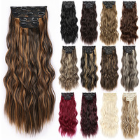Vente en gros MEILASI Extensions de cheveux synthétiques à clipser, longues et ondulées, blond platine, prêtes à porter, pour débutantes, 220g