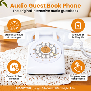 Livre d'or audio Téléphone antique au design rotatif rétro Années 60 Enregistrement 32 Go USB Rechargeable Indicateur LED Message pour mariage et fête - Product Image 2