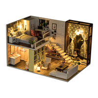 IIECREATE Kit de maison de poupée en bois éducatif à l'échelle 1:24 - Miniature de ville écologique faite à la main avec boîte de couleur exquise