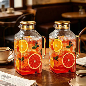 <span class=keywords><strong>Carafe</strong></span> <span class=keywords><strong>en</strong></span> <span class=keywords><strong>verre</strong></span> de 1 gallon, forme carrée minimaliste moderne, pour réfrigérateur, avec couvercle - Product Image 6