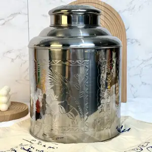 Lata hermética de metal para café, latas de té para té suelto, bote de té de acero inoxidable de 50 gramos