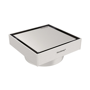 Ống thoát sàn nhà tắm chất lượng cao, hai trong một, hình vuông, thép không gỉ SUS 304, kích thước 10x10cm, màu bạc mờ, đường kính 4 inch - Product Image 1